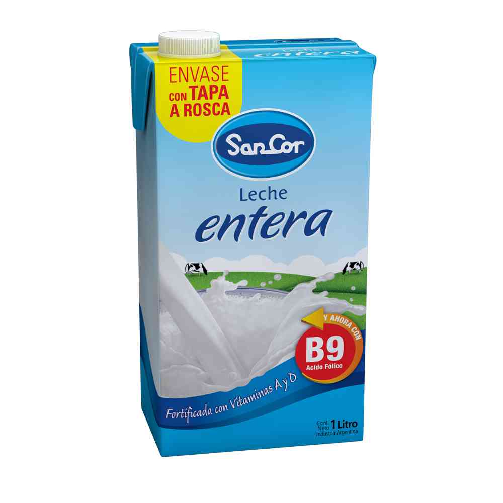 Leche Entera Uat Sancor Fortificada Con Vitaminas 1 L