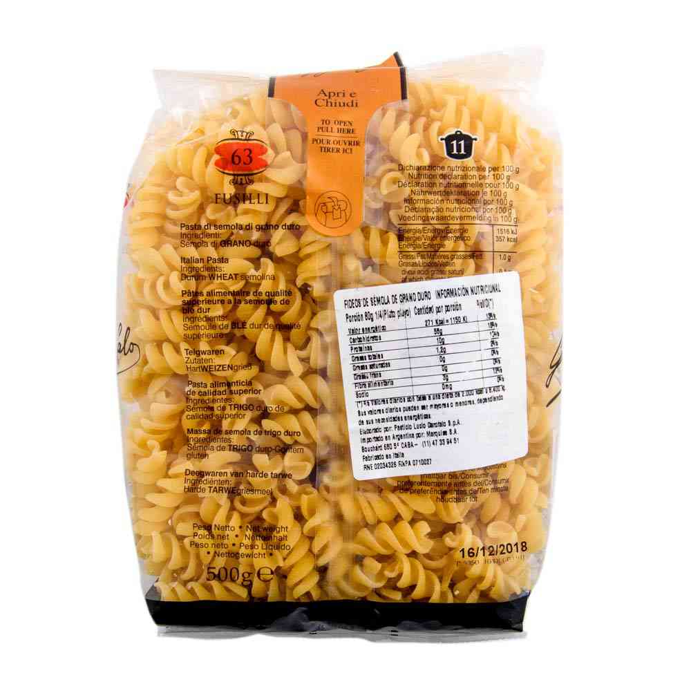 FUSILLI GAROFALO CORTO PAQUETE 500 Grs jumboargentina