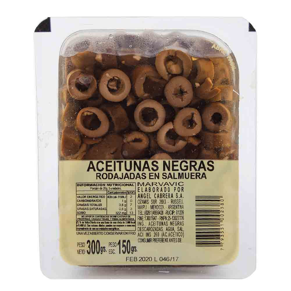 Aceitunas Negras En Rodajas 140 Gr  Marvavic