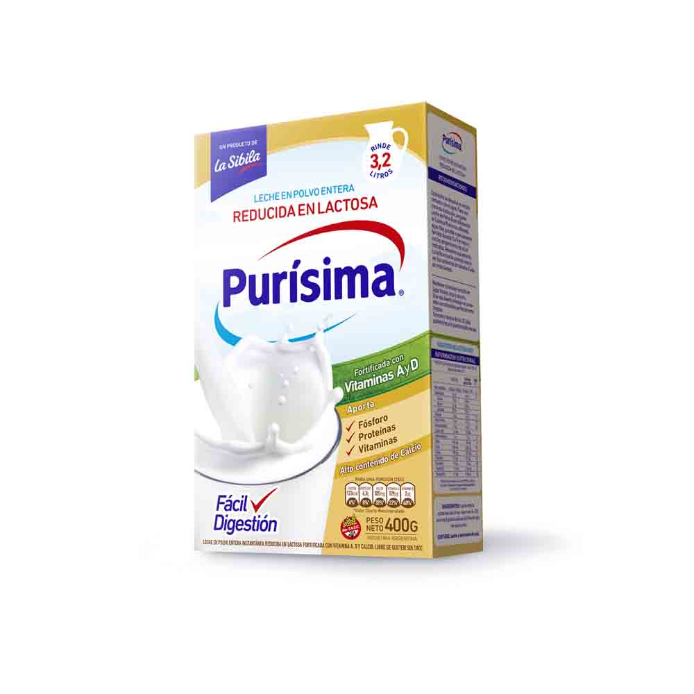 Leche En Polvo Entera Reducida En Lactosa Purisima 400 Gr