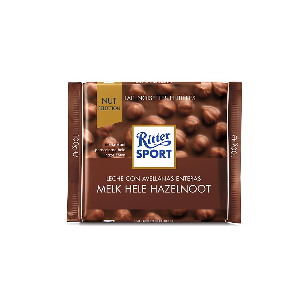 Chocolate Sabor Leche con Avellanas Enteras 100 Grs Ritter Sport