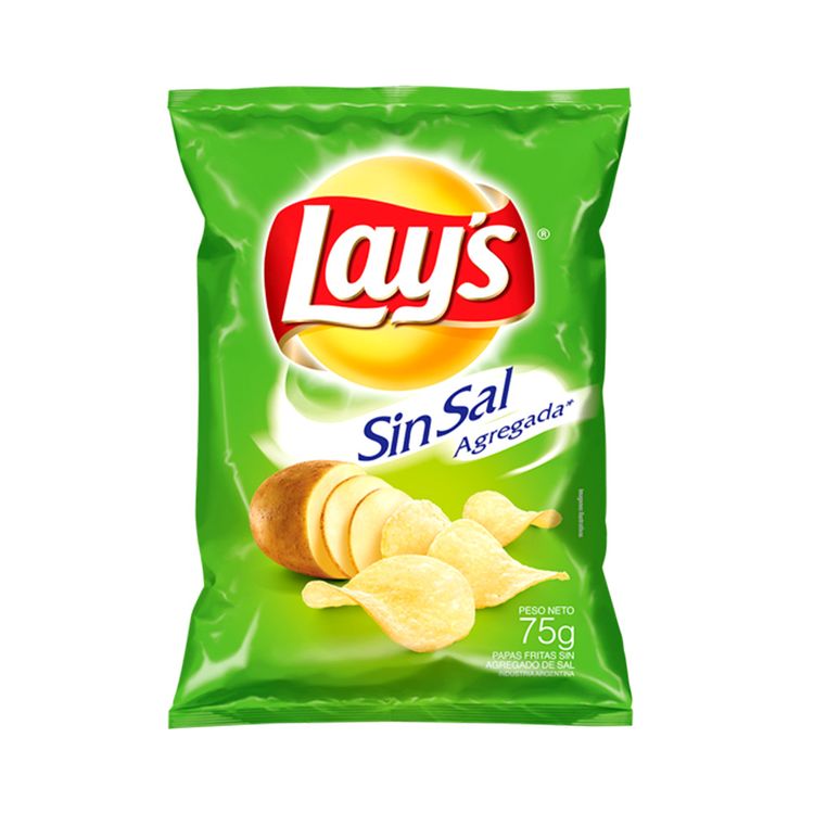 Papas Fritas Lays Sin Sal Agregada 75 Gr Jumbo