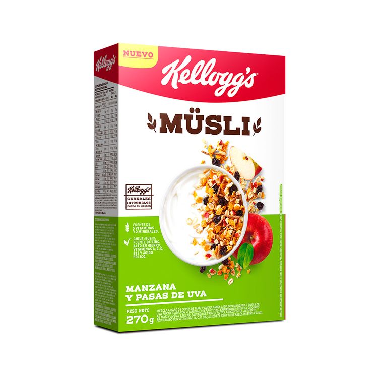 Cereal MÜSLI KELLOGG'S Manzana y pasas x270gr jumboargentina