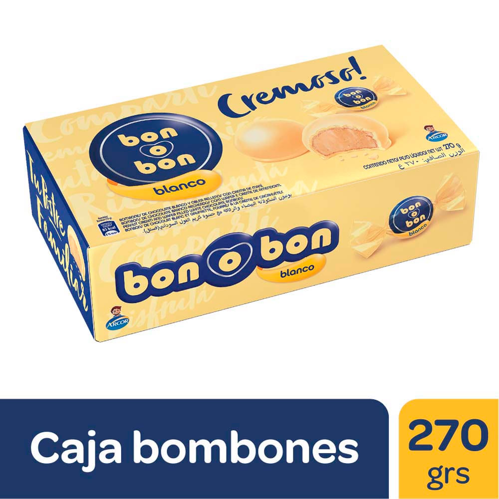 Bombones Sabor Blanco 270 Grs Bon O Bon