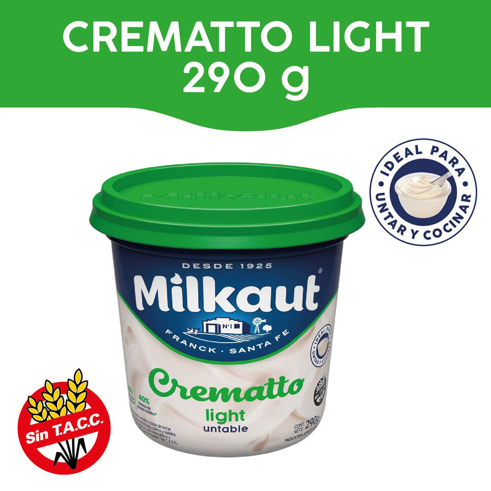 Queso Crema Untable Crematto Ligth Pote 290 Gr Jumbo Jumboargentina