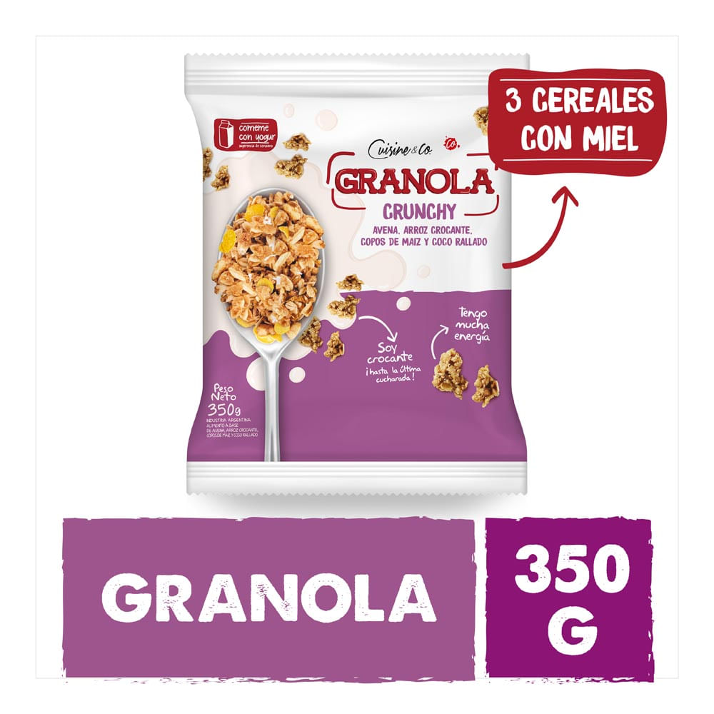 Granola Crunchy 3 cereales con miel 350gr C&Co jumboargentina