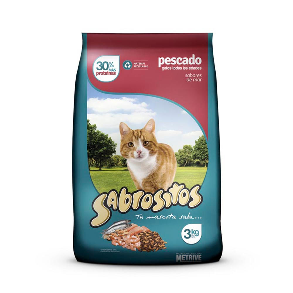 Alimento Sabrositos Para Gatos Pescado X3kg