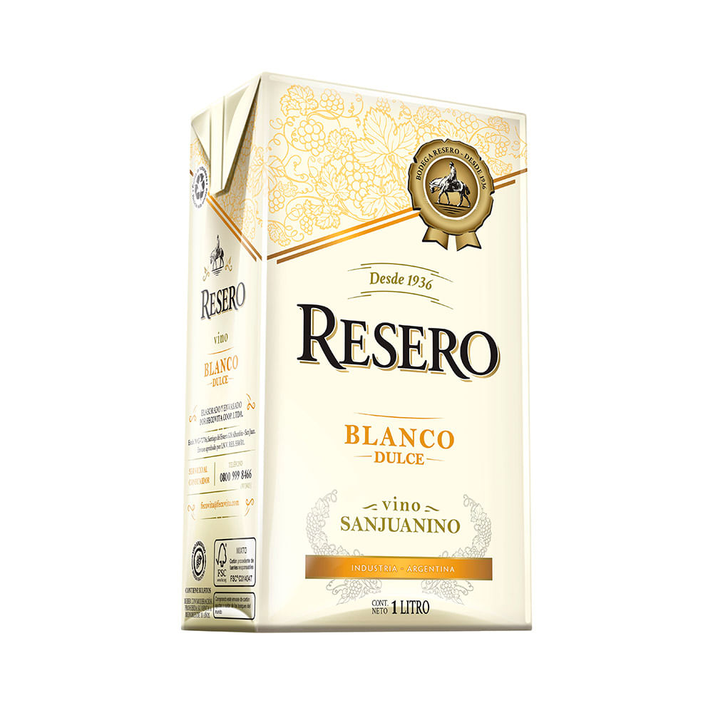 Vino Resero Blanco Dulce 1lt Brk