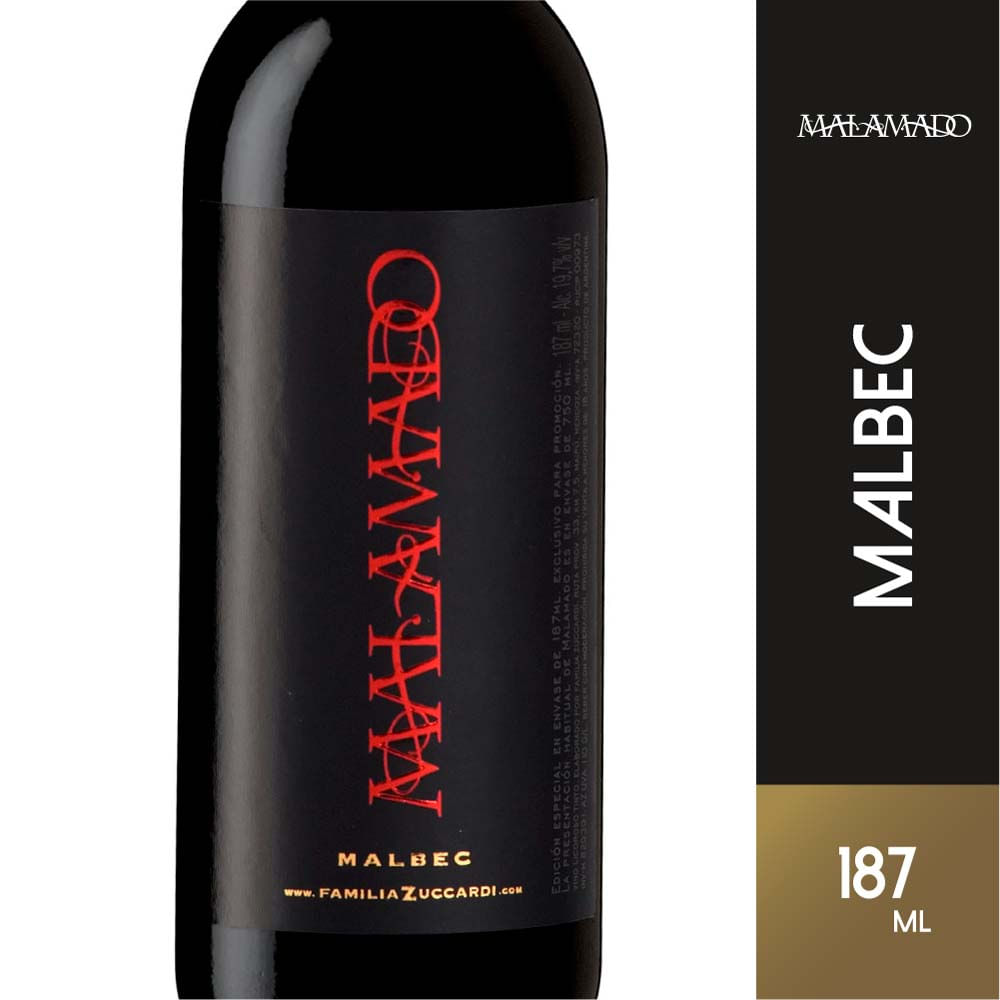 Vino Malamado Malbec  X 187 Cc
