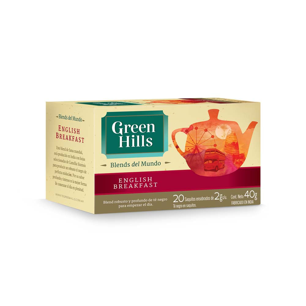 Té Negro Sabor English Breakfast 40 Grs x 20 Un Green Hills