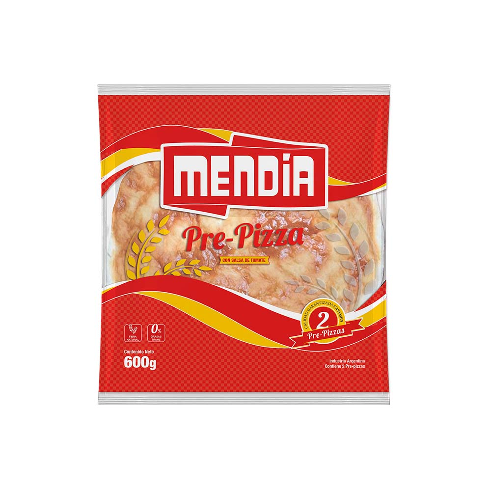Prepizza Mendia con Salsa de Tomate 600 Grs x 2 Un