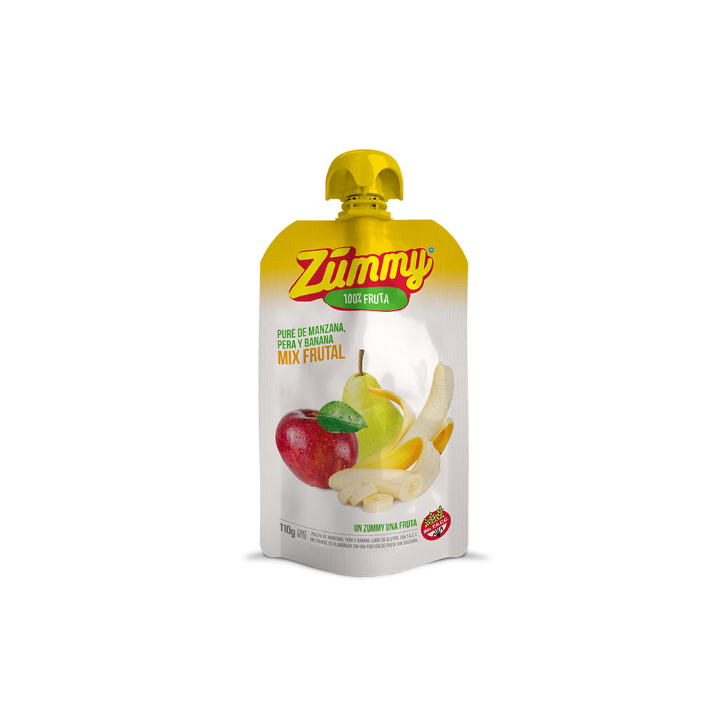 Puré de Frutas Sabor Manzana Pera y Banana 110 Grs Zummy