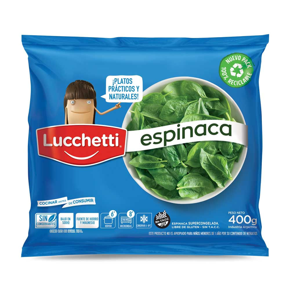 Espinaca Supercongelada 400 Grs Lucchetti