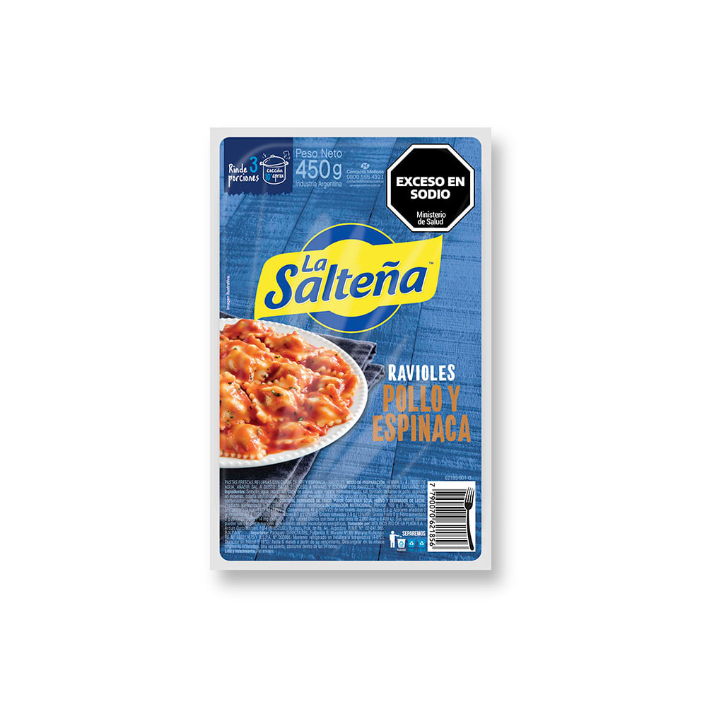 Ravioles de Pollo y Espinaca 450 Grs La Salteña