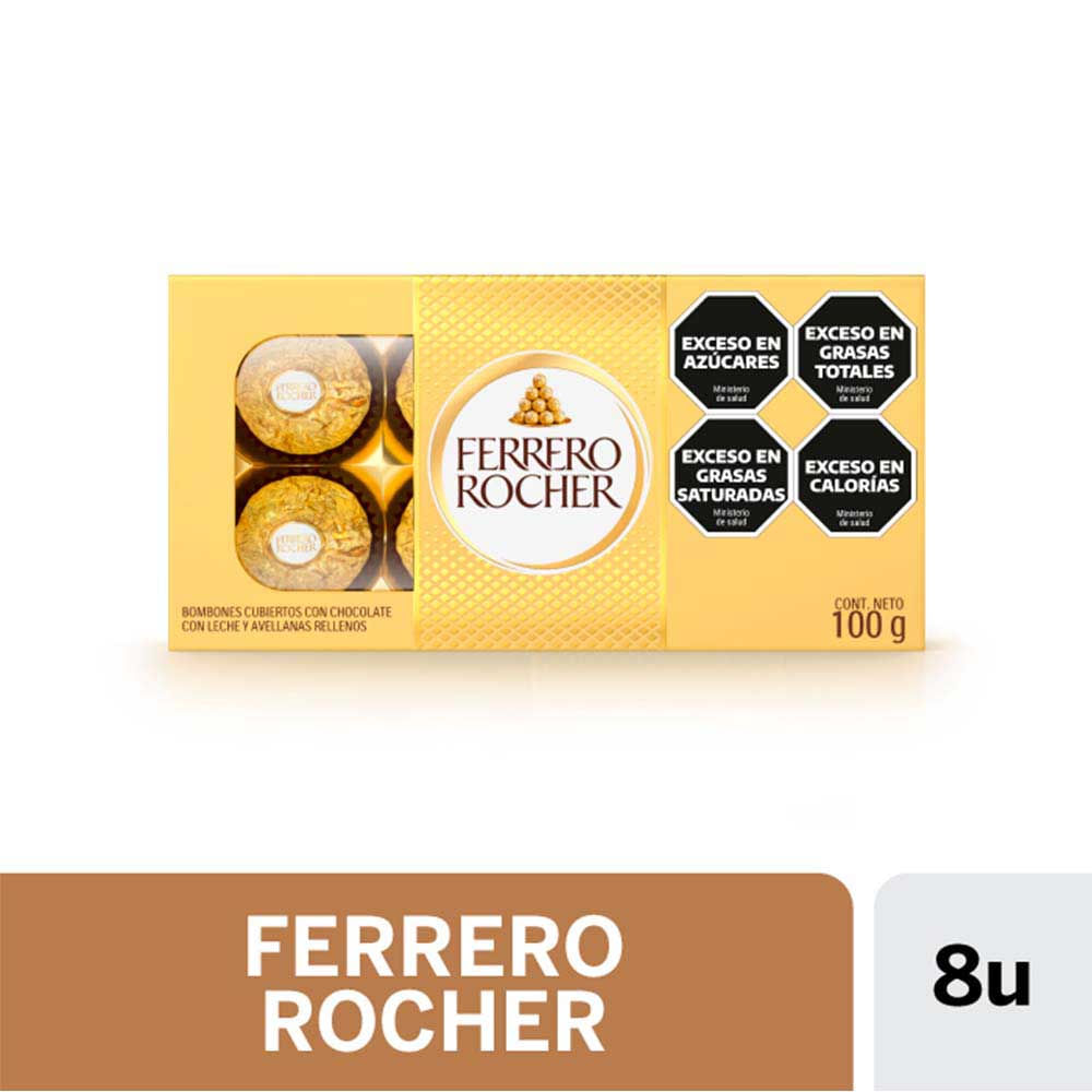 Bombones Sabor Chocolate con Leche y Avellanas 100 Grs x 8 Un Ferrero
