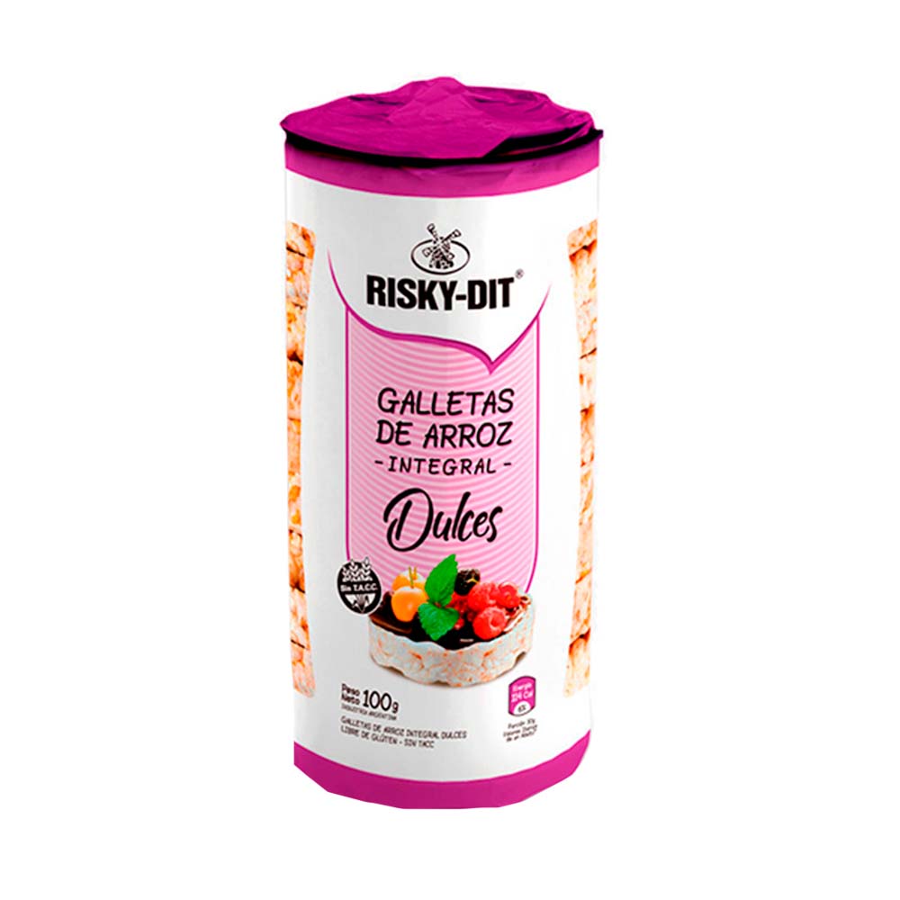 Galletas de Arroz Integral Sabor Dulce 100 Grs Riski-Dit
