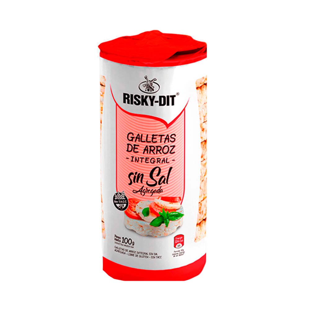 Galletas de Arroz Integral Sin Sal 100 Grs Riski-Dit