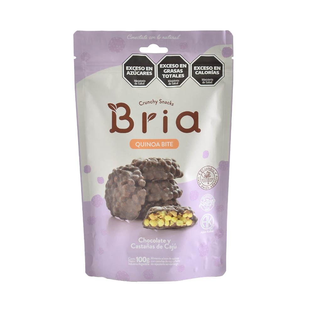 Snack Quinoa Bite Chocolate y Castañas de Cajú 100 Grs Bria