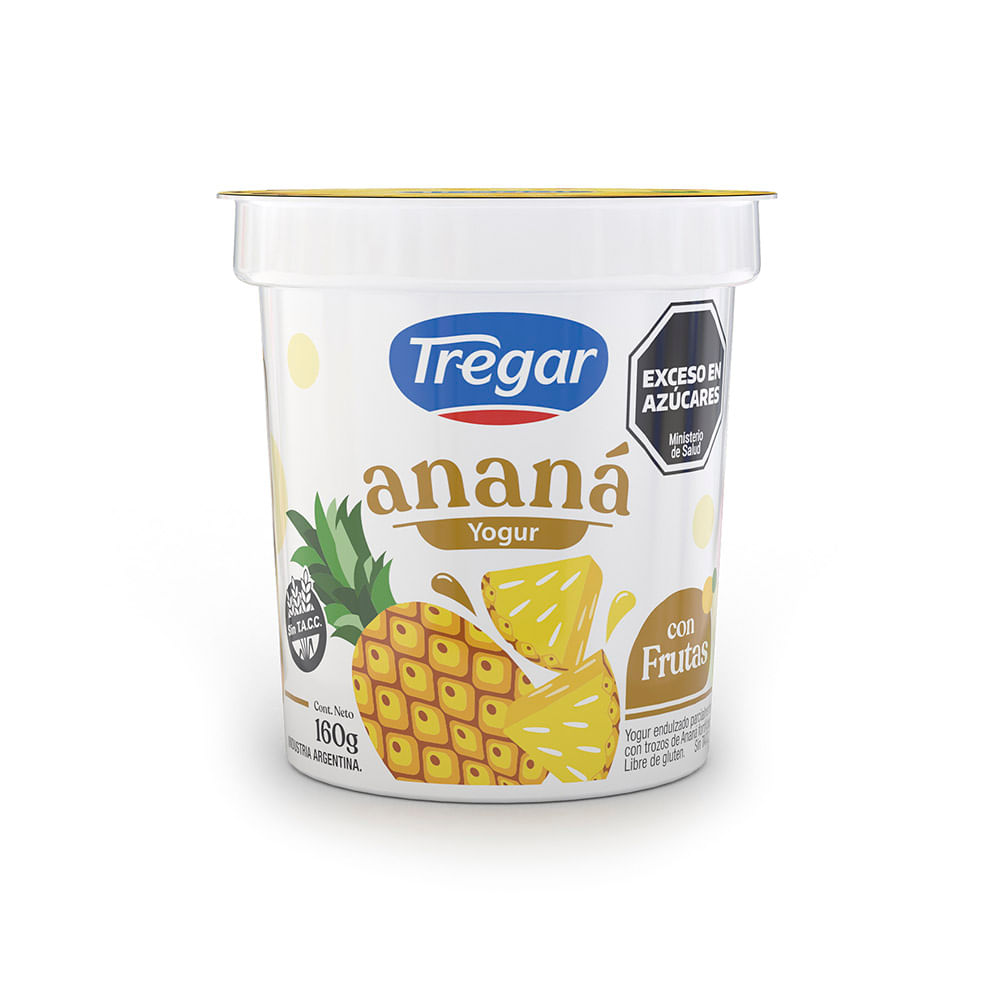 Yogur Sabor Ananá Entero 160 Grs Tregar