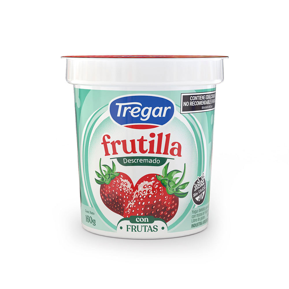 Yogur Sabor Frutilla Descremado 160 Grs Tregar