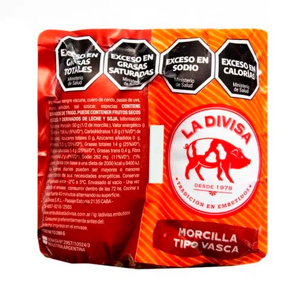 Morcilla Vasca Al Vacio X280 Grs.-la Divisa