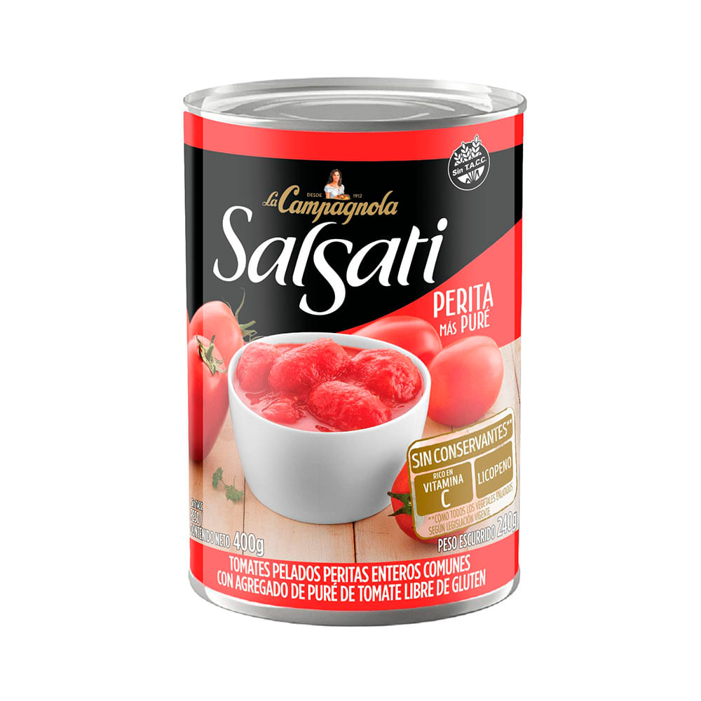 Tomate Perita Salsati Con Pure Sin Gluten 400 G