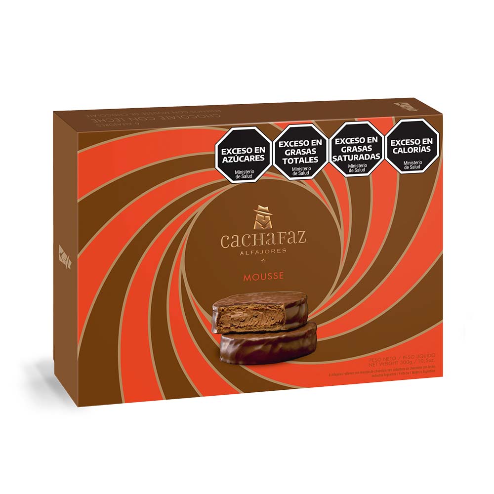 Alfajores Negros Sabor Mousse 300 Grs x 6 Un Cachafaz
