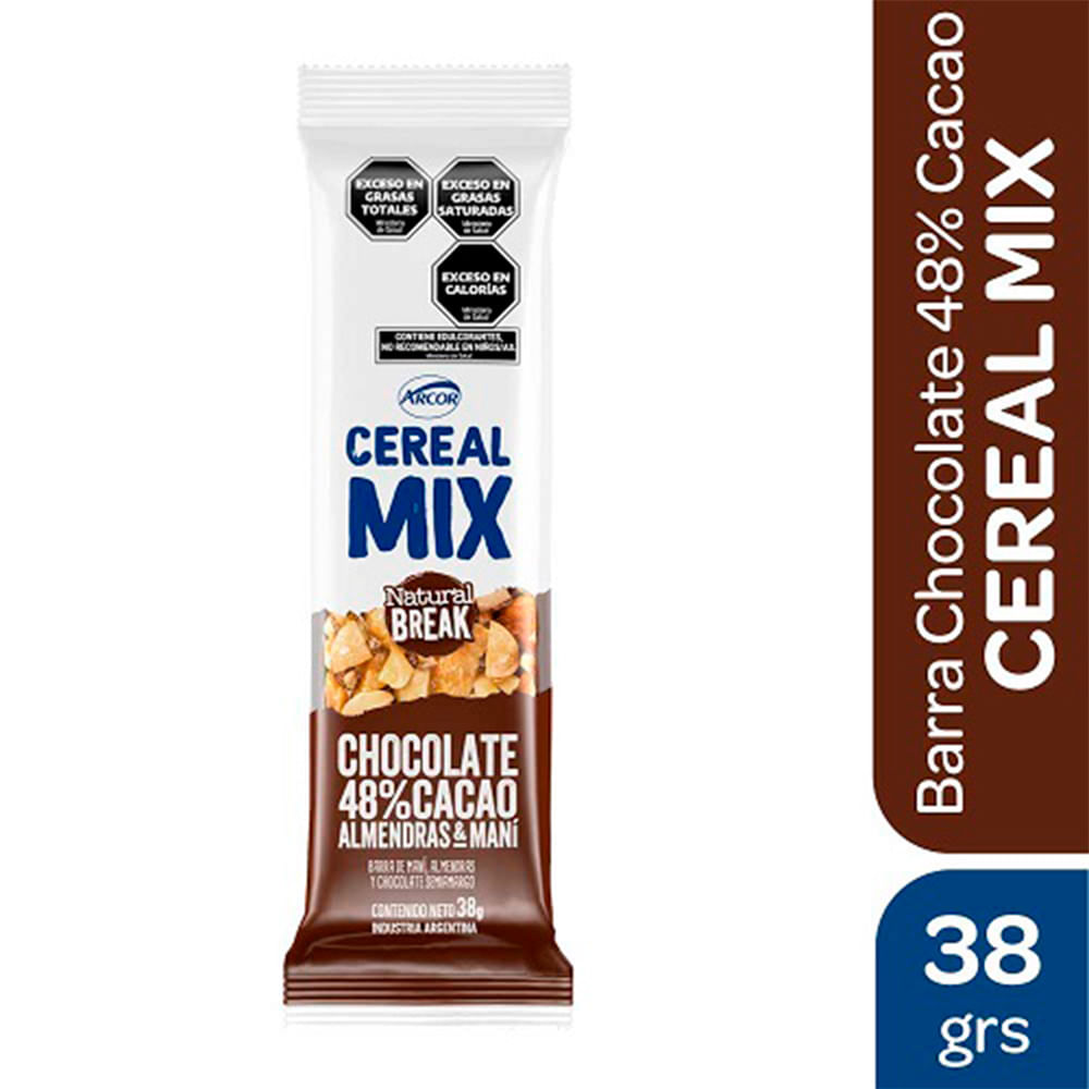 Barra de Cereal Sabor Chocolate y Almendras 38 Grs Cereal Mix