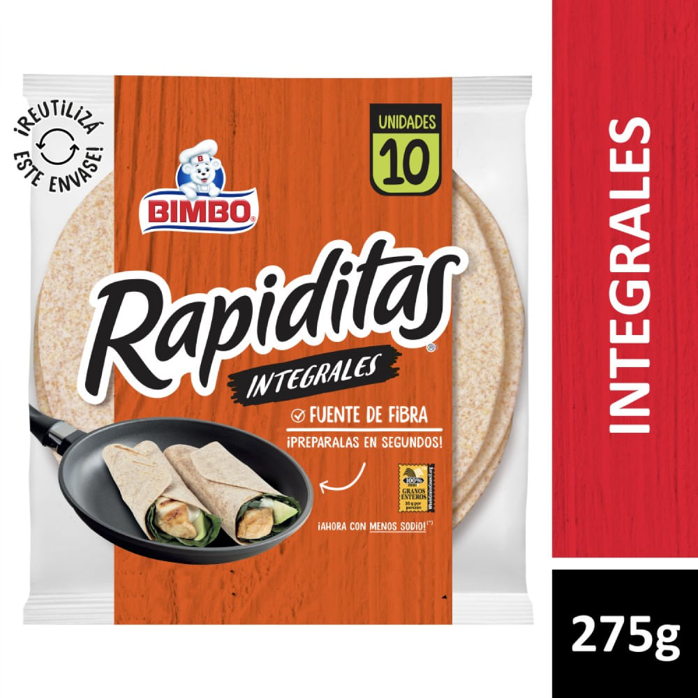 Tortillas Integrales 10 Un 275 Grs Rapiditas