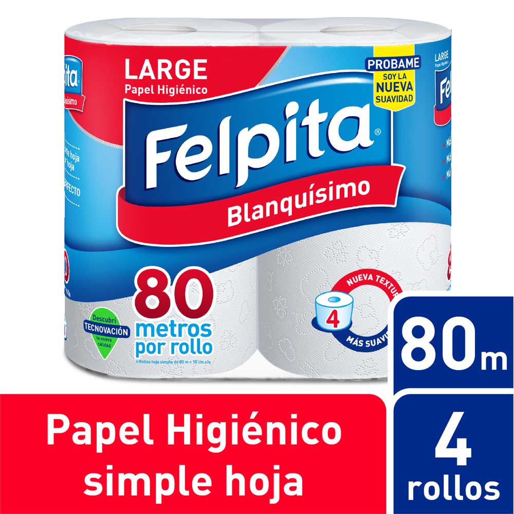 Papel Higienico Felpita Hoja Simple 4x80