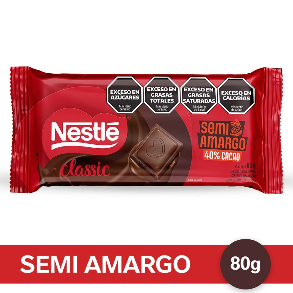 Chocolate Sabor Semi Amargo 80 Grs Nestle