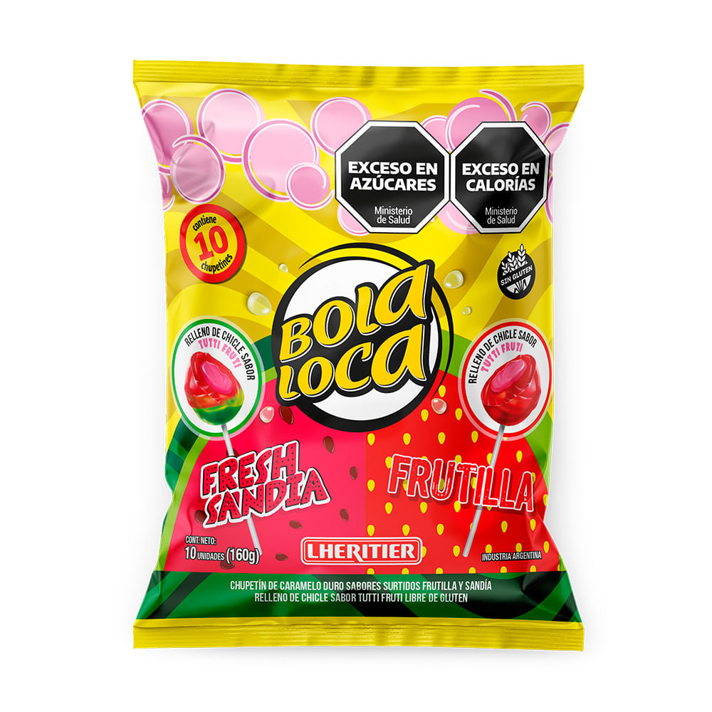 Chupetines Sabor Frutilla y Sandía 160 Grs x 10 Un Lheritier