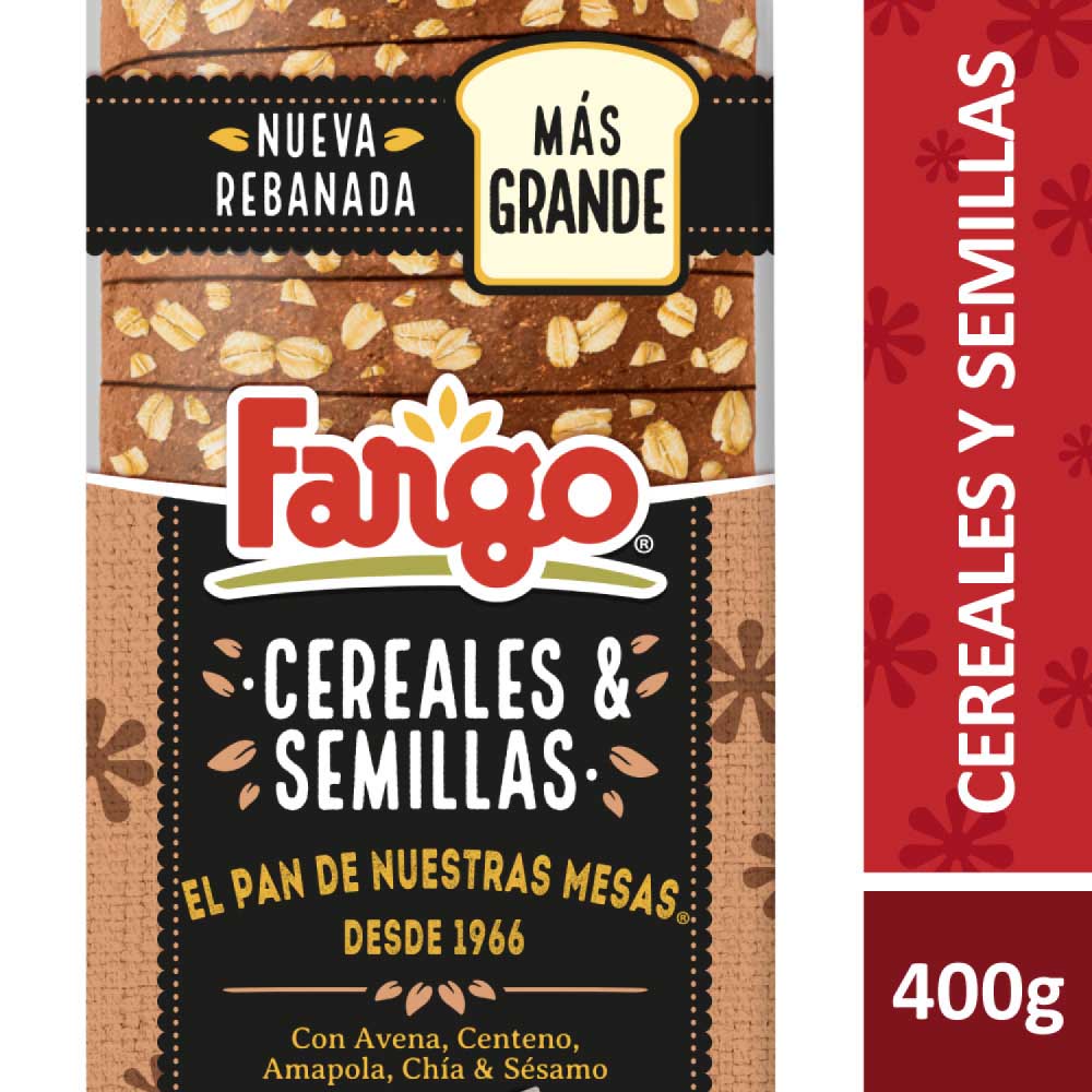 Pan de Molde Integral Cereales y Semillas 400 Grs Fargo