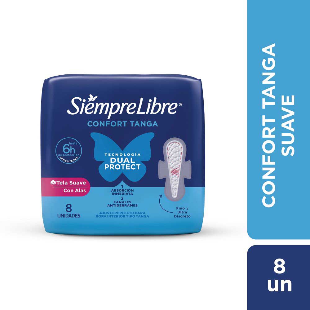 Toallas Femeninas Tanga Suave Con Alas X 8 Un Siempre Libre