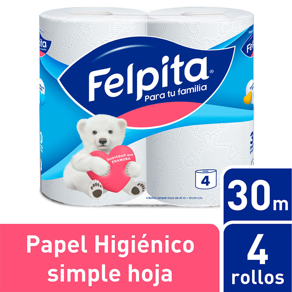 Papel Higienico Felpita Hoja Simple 4x30
