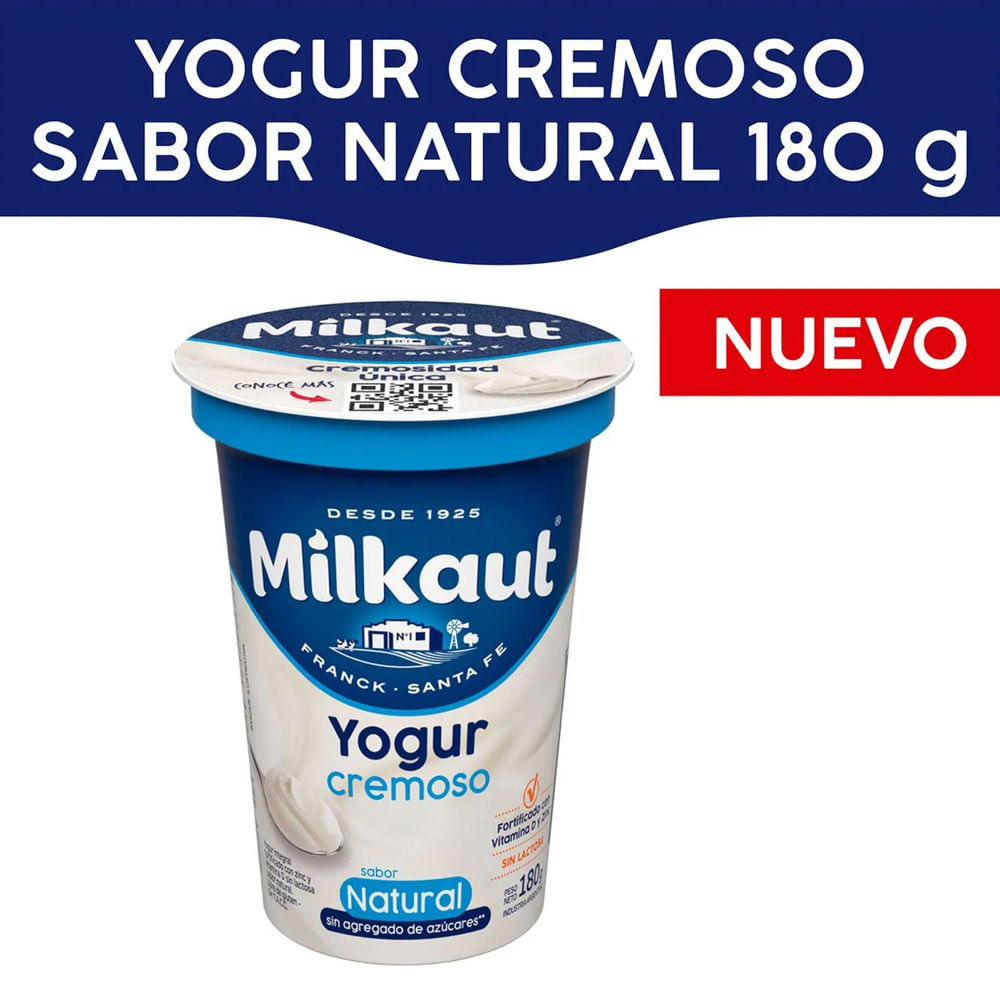 Yogur Sabor Natural Cremoso 180 Grs Milkaut
