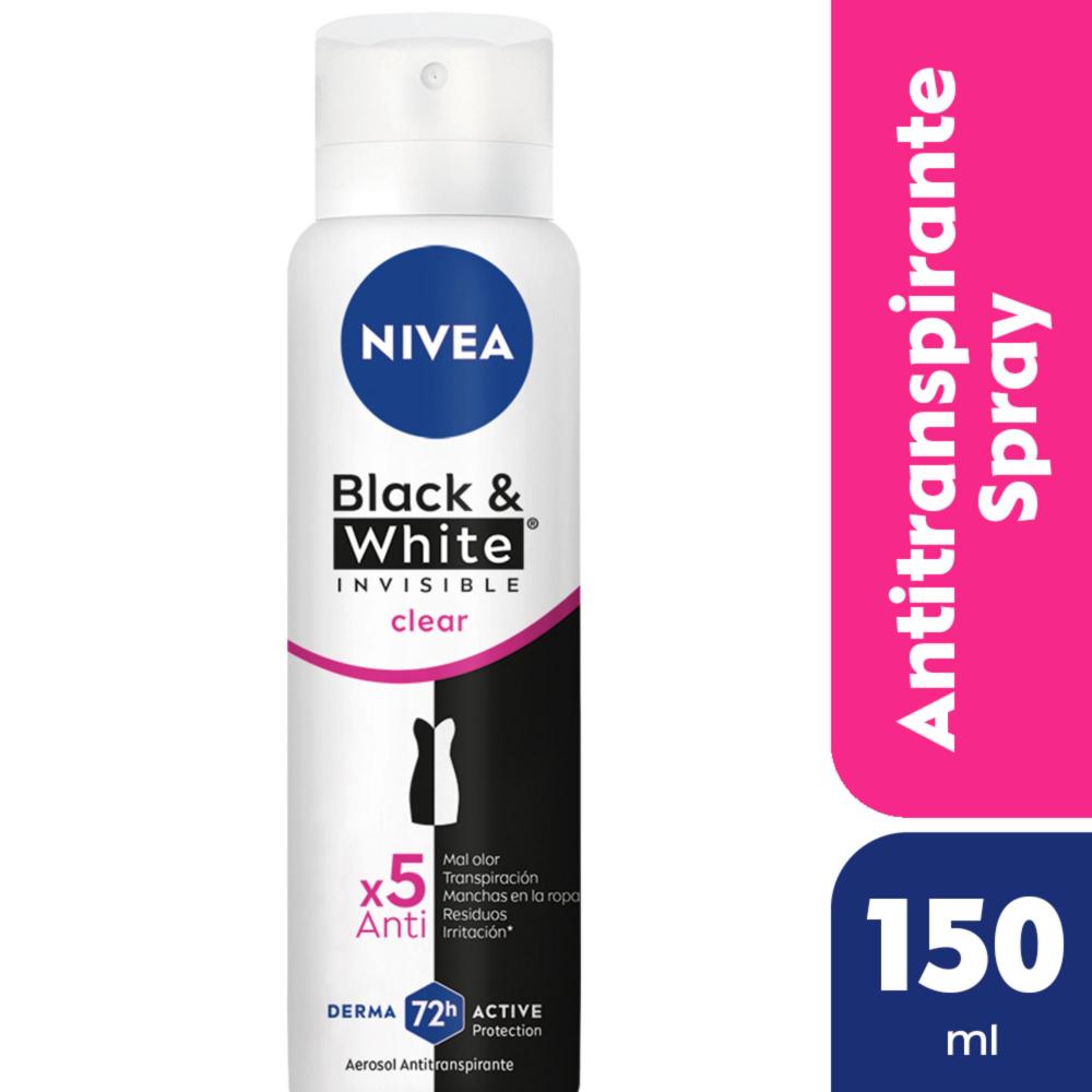 Desodorante Antitranspirante Femenino Black & White Clear Aerosol 150 Ml Nivea