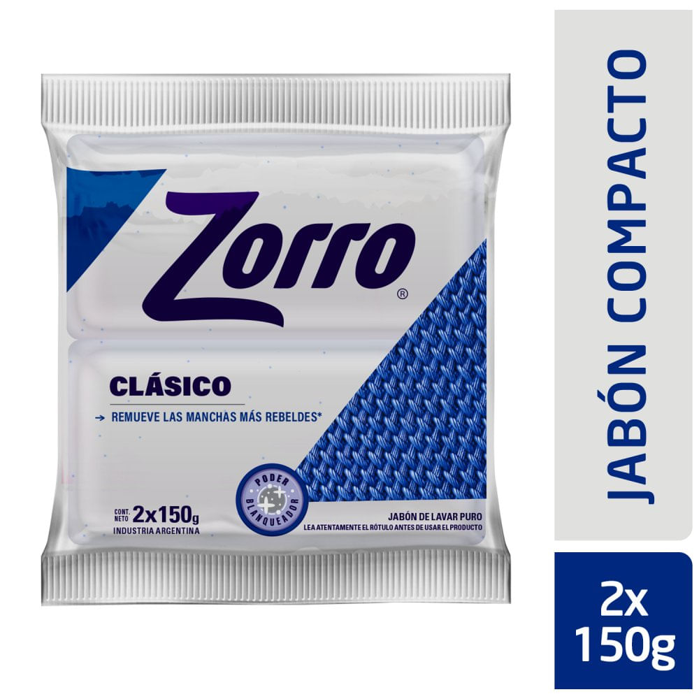 Jabon Compacto Zorro Clasico 150gx 2u