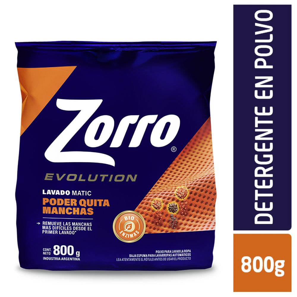 Jabon Polvo Zorro Evolution Quitamanchas 800g