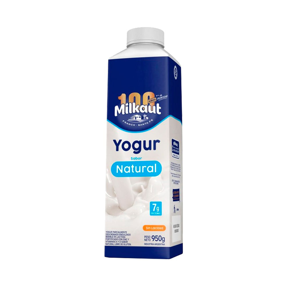 Yogur descremado natural Milkaut tetra 950 grs