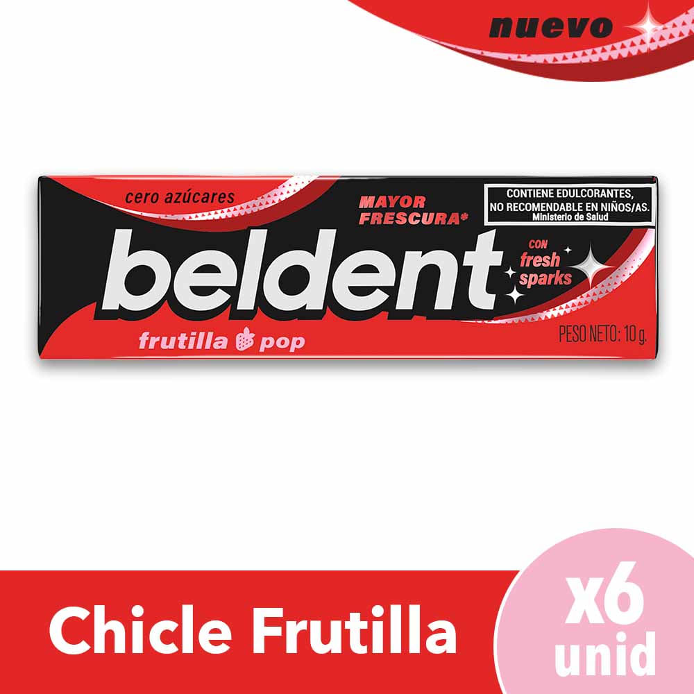 Chicles Sabor Frutilla 10 Grs x 6 Un Beldent