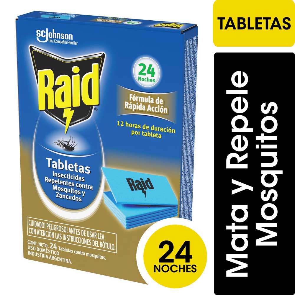 Insecticida Mosquitos Tabletas Repuesto 24un Raid