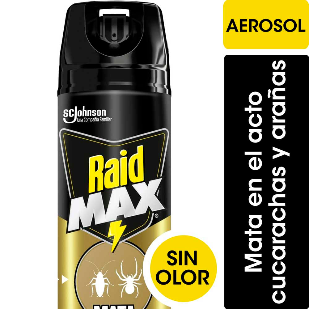 Insecticida Max Cucarachas Arañas Aerosol 360cc Raid