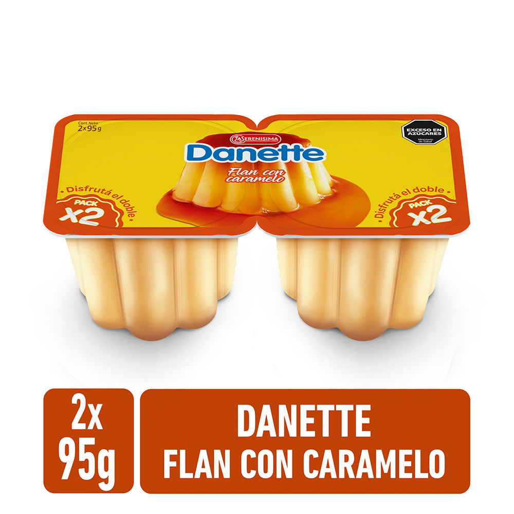 Flan sabor Caramelo Postre Lácteo 190 Grs x 2 Un Danette