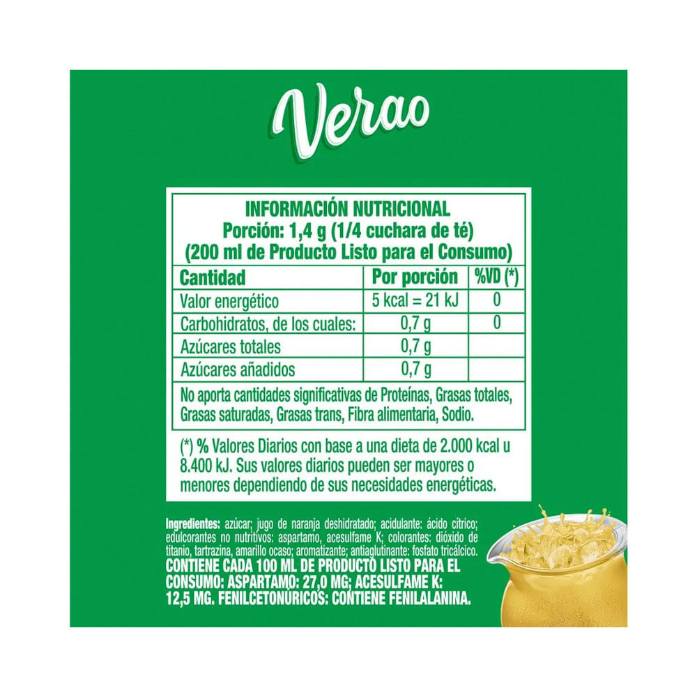 Jugo En Polvo Verao Anana 7gr