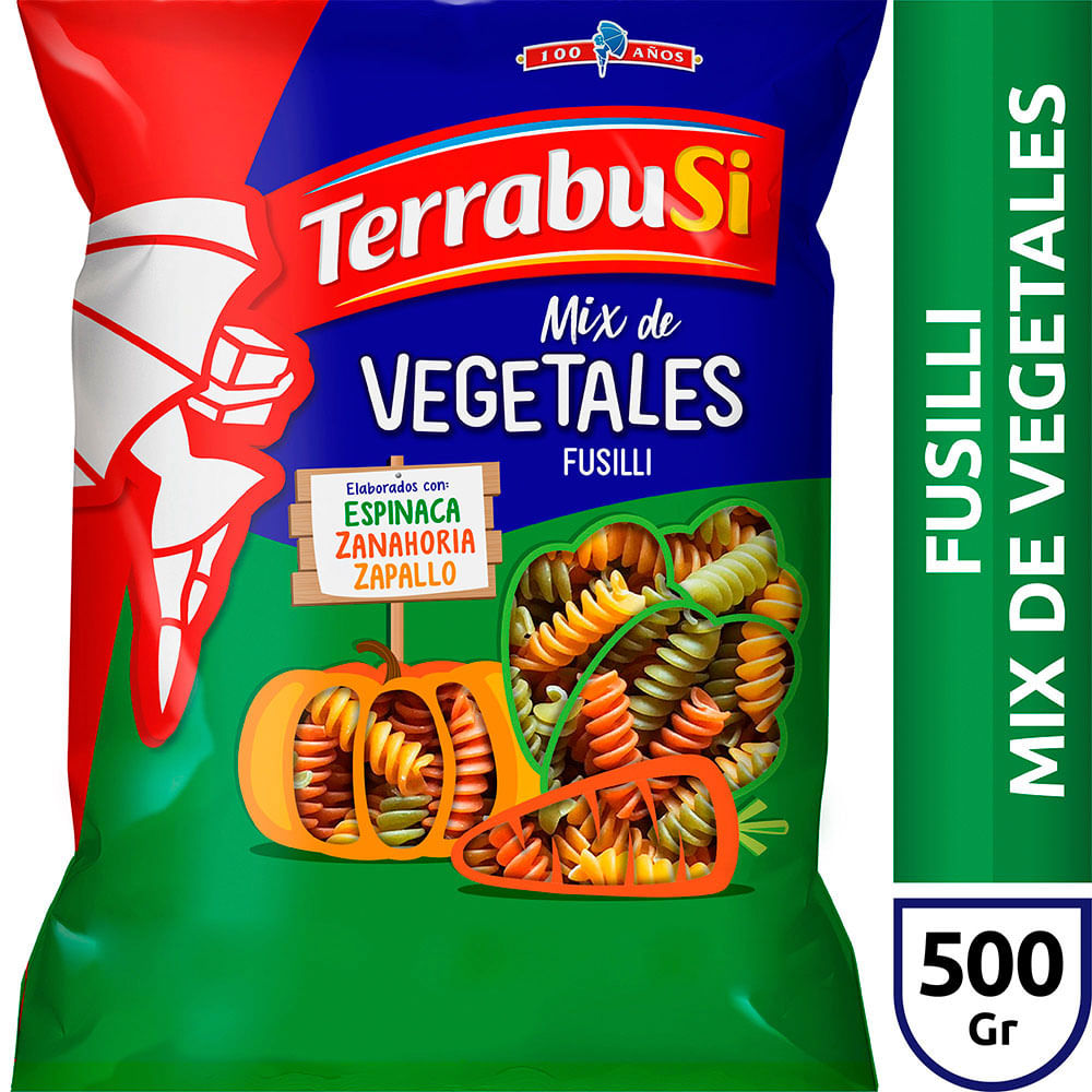 Fideos Fusilli Sabor Vegetales 500 Grs Terrabusi
